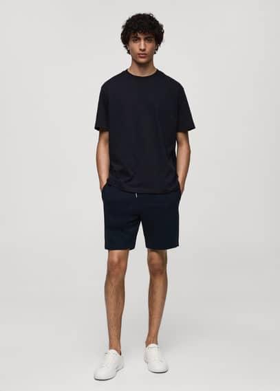 MANGO MAN - Jogger cotton Bermuda shorts dark navyMen Product Image