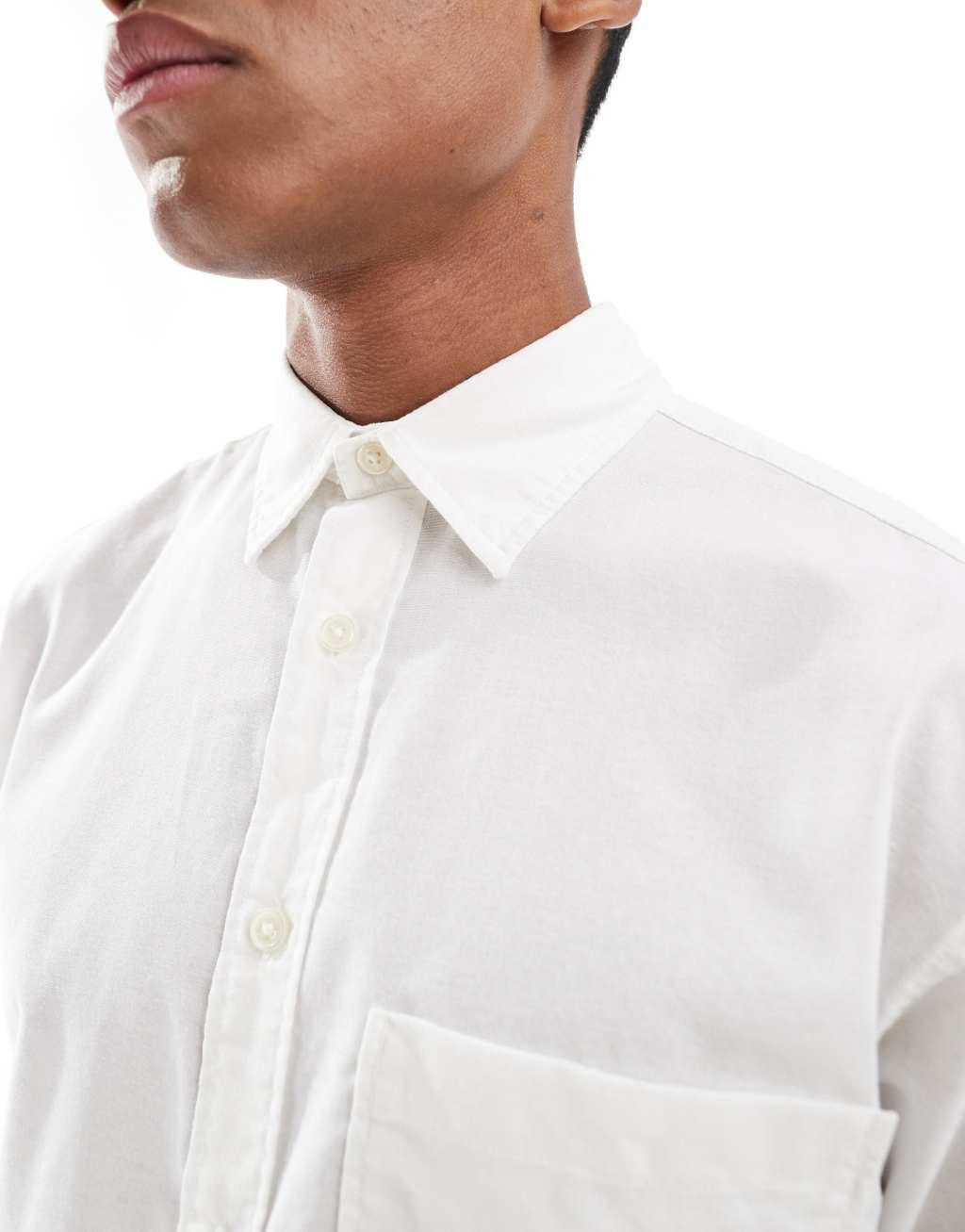 Jack & Jones oversized oxford shirt in white Product Image