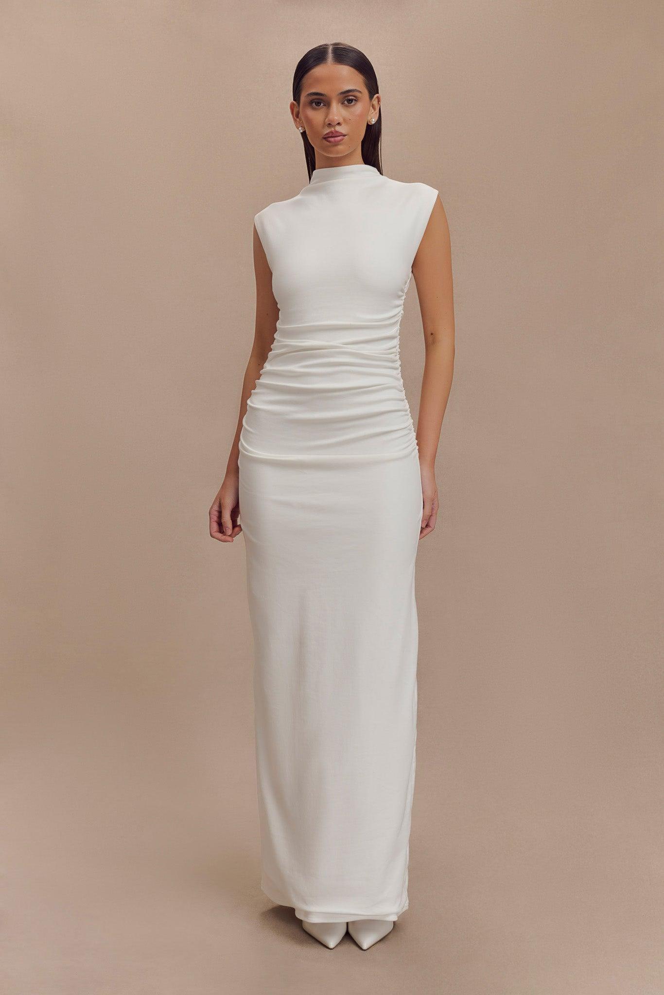 Elliot High Neck Sleeveless Maxi Dress - White Product Image