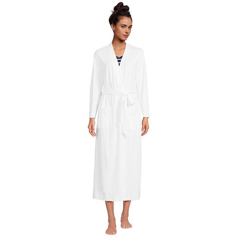 Petite Lands End Cotton Wrap Robe, Womens Blue Product Image