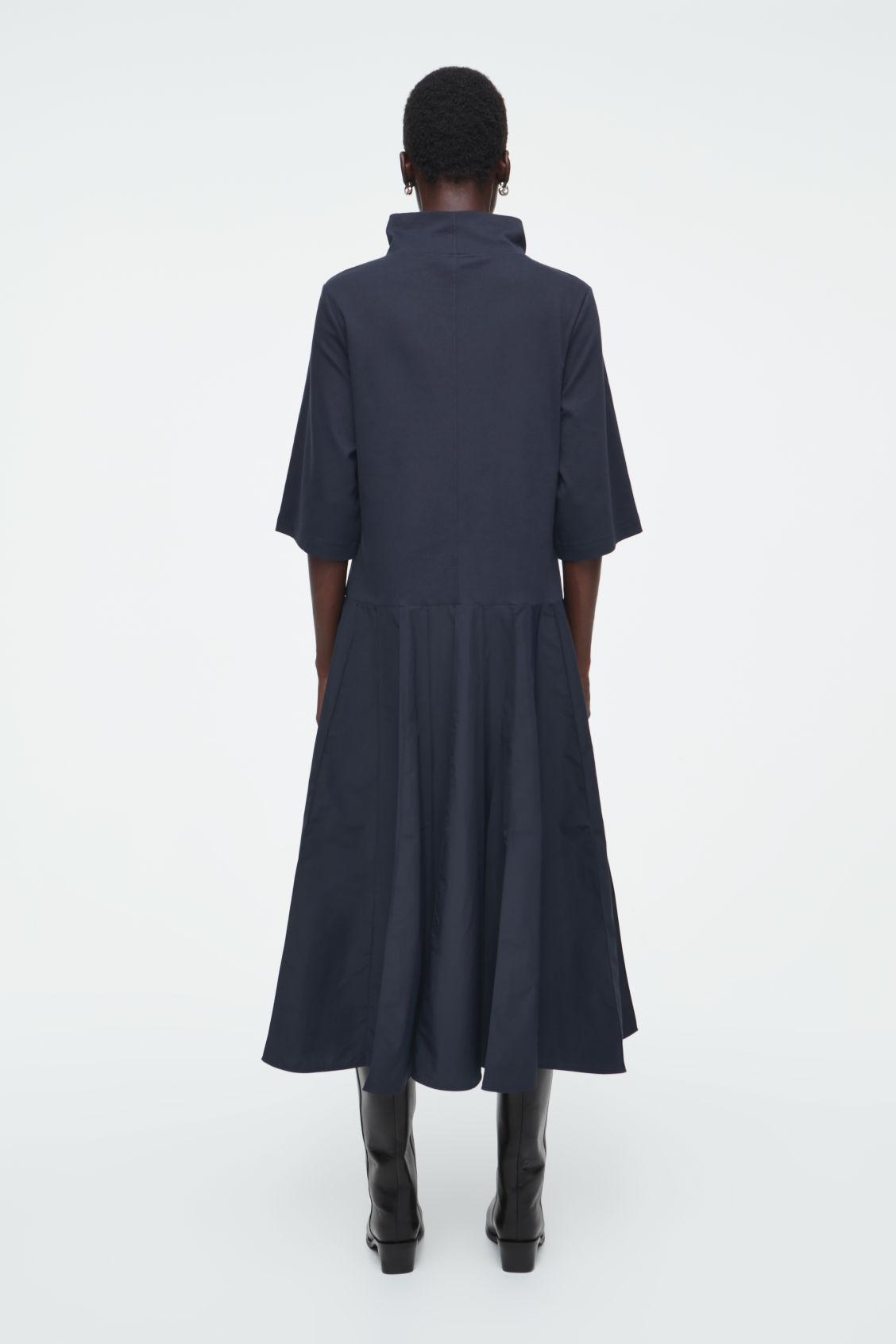 FUNNEL-NECK PANELLED MIDI DRESS Product Image