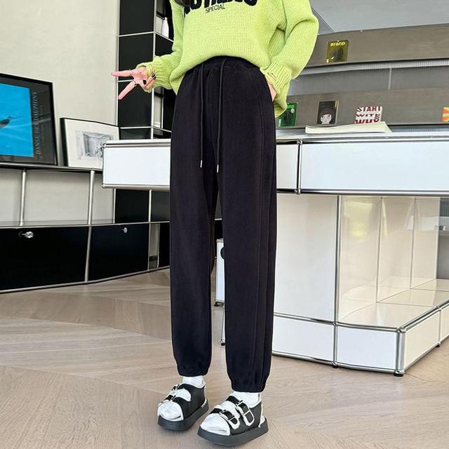 Drawstring Waist Plain Sweatpants Product Image