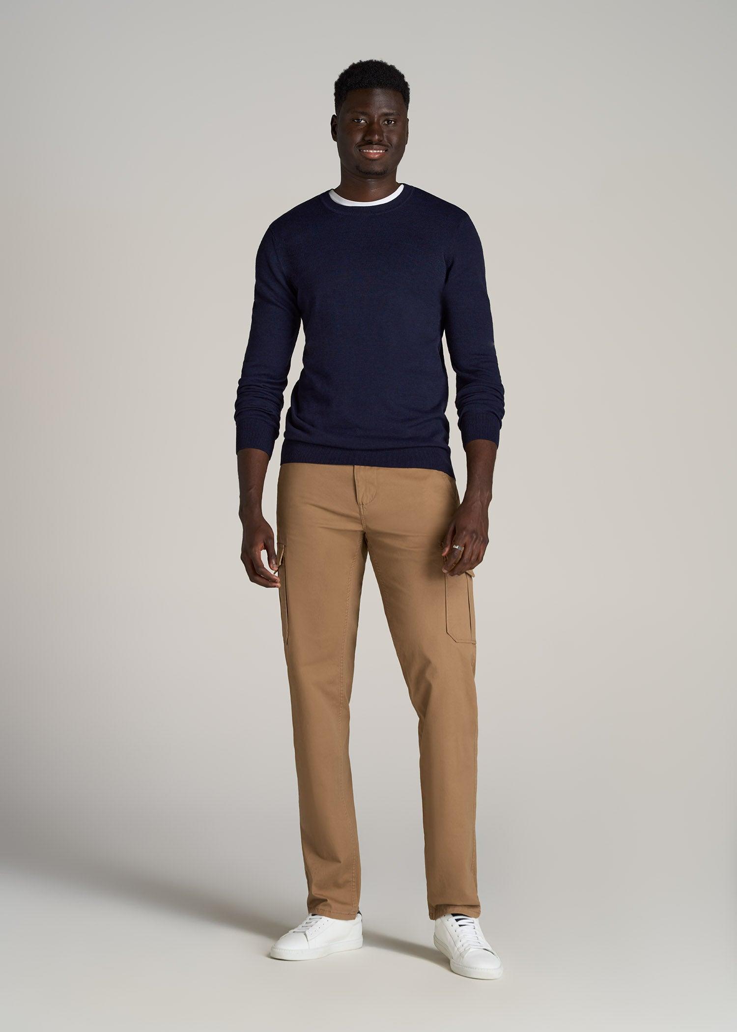 Stretch Twill Cargo Pants for Tall Men in Russet Brown Product Image