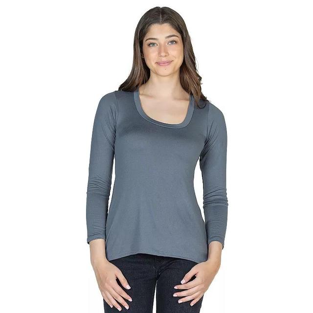 Womens 24Seven Comfort Apparel Solid Long Sleeve Scoop Neck Tee Product Image