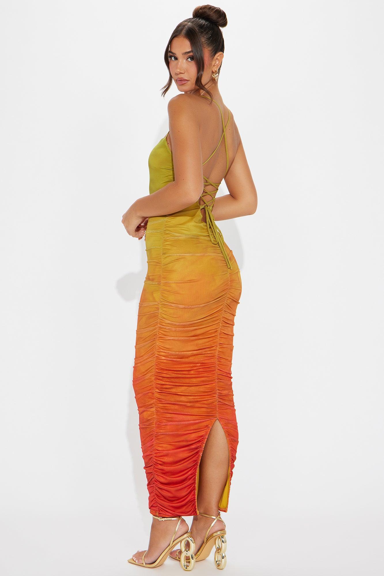 Hazy Days Mesh Maxi Dress - Orange/combo Product Image