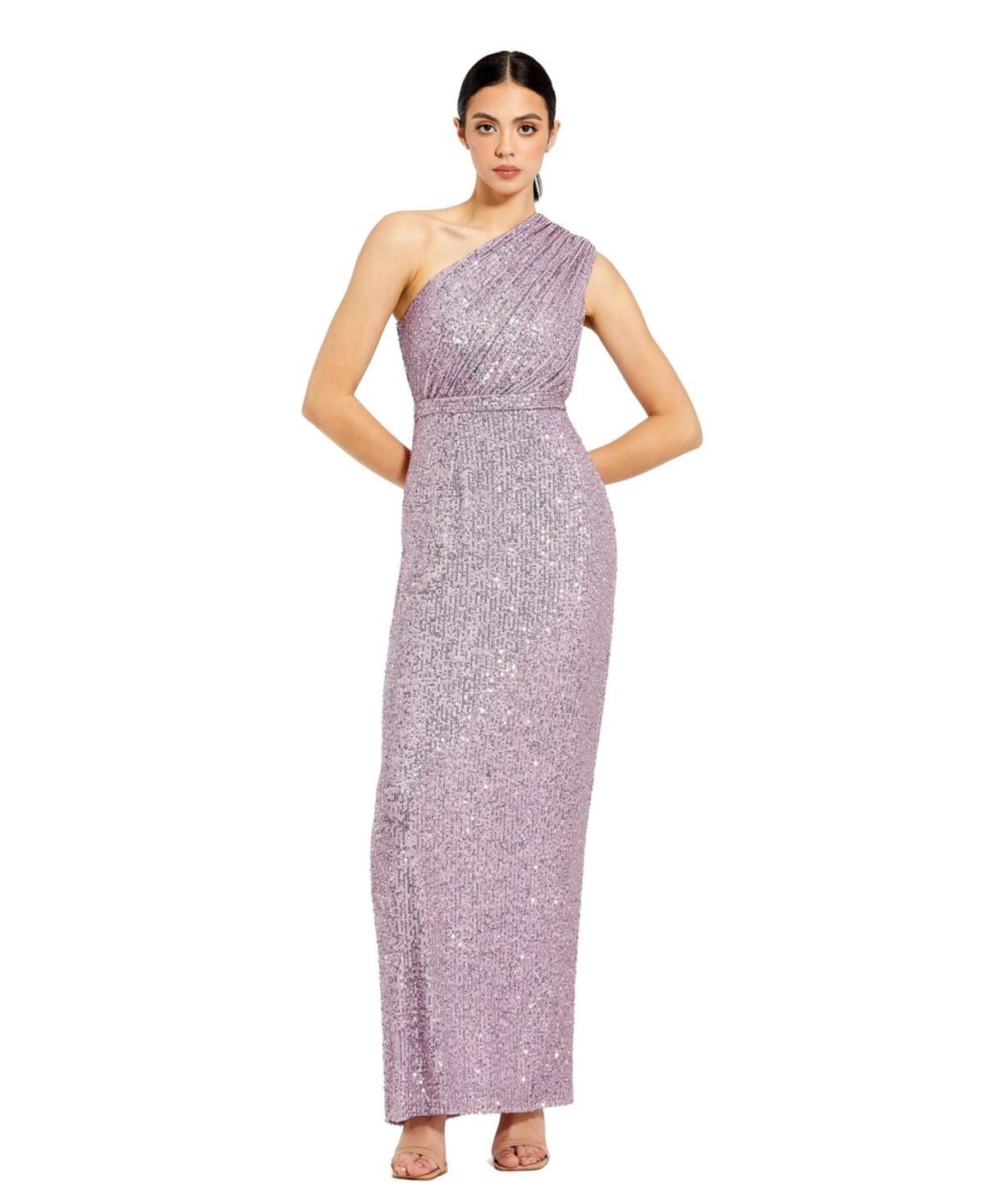 Mac Duggal Sequin One-Shoulder Column Gown Product Image