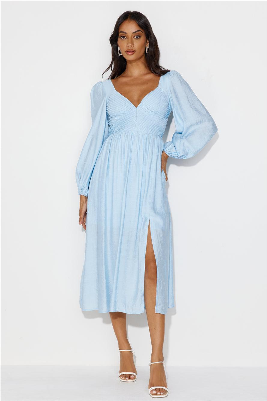 Dancing Deni Long Sleeve Midi Dress Blue Product Image