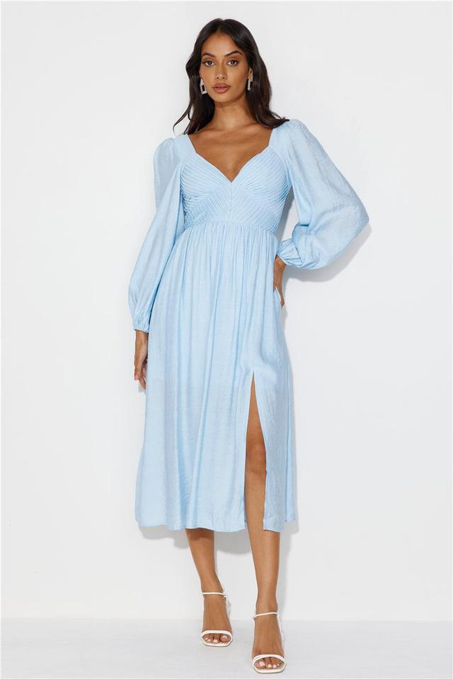 Dancing Deni Long Sleeve Midi Dress Blue Product Image