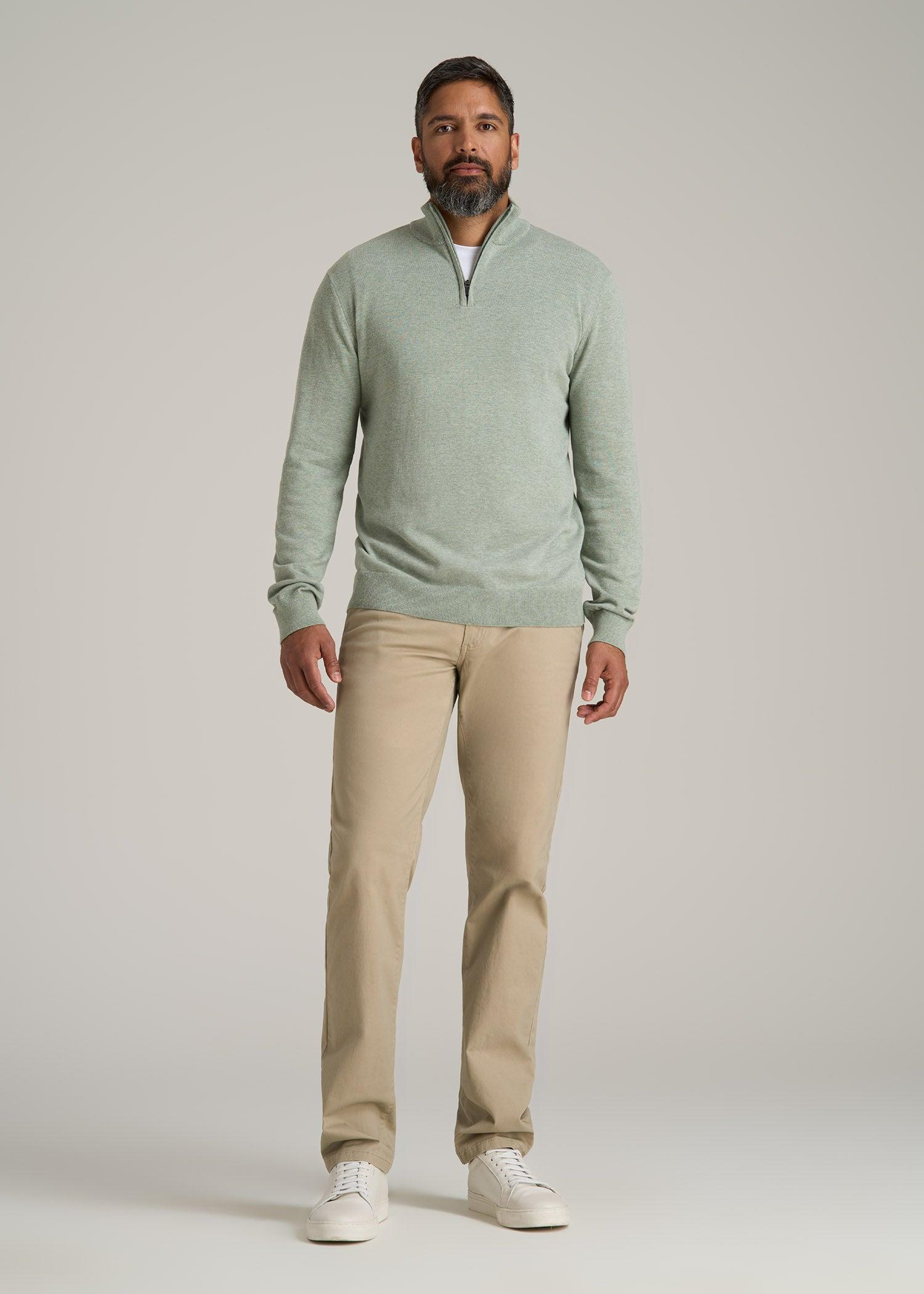 Everyday Quarter-Zip Tall Men's Sweater in Seagrass Product Image