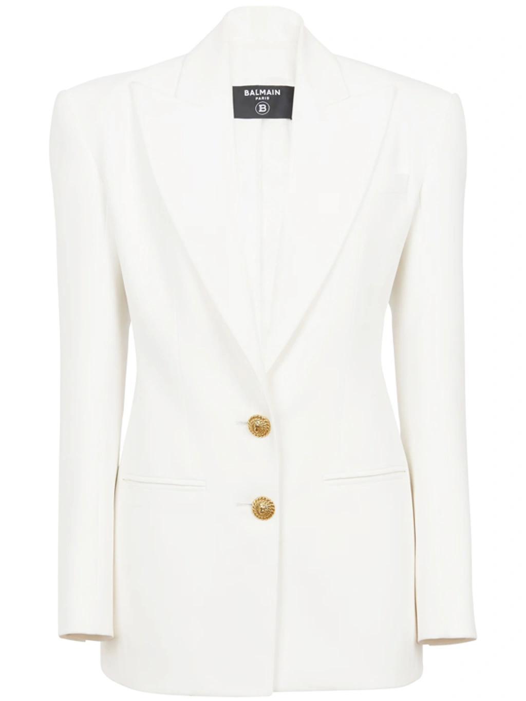 BALMAIN Single-breasted Crepe Blazer In White Product Image