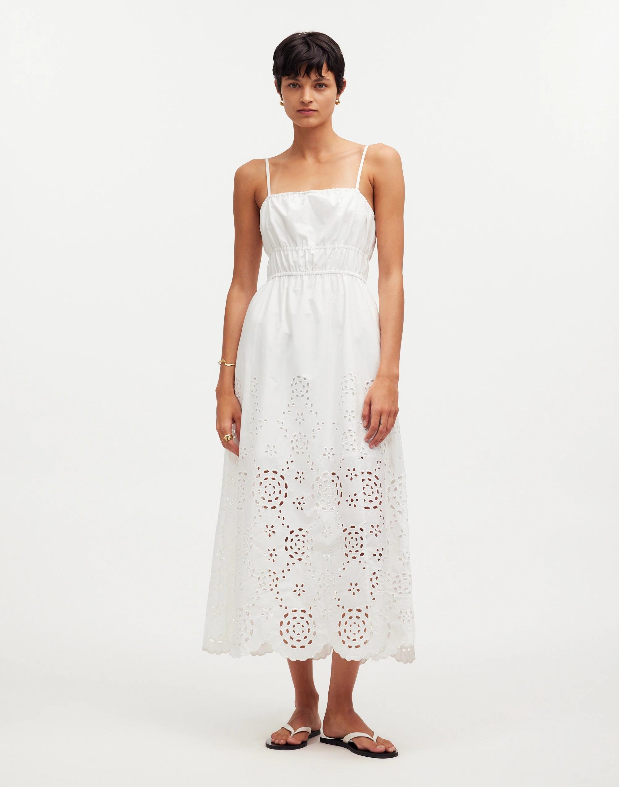 Embroidered Tank Midi Dress in Poplin Product Image