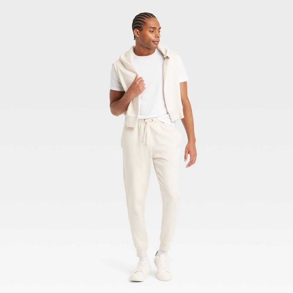 Men's Fleece Jogger Pants - Goodfellow & Co™ Oatmeal M Product Image