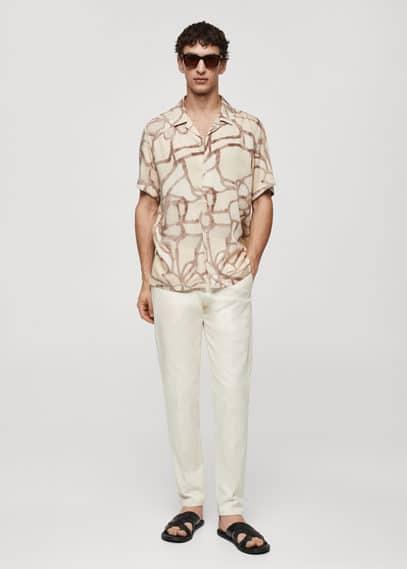 Mango Mens Printed Short-Sleeved Shirt Product Image