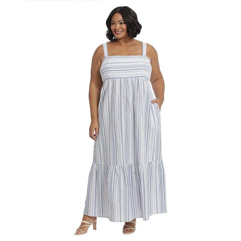 Plus Size London Times Smocked Back Maxi Dress, Womens Product Image