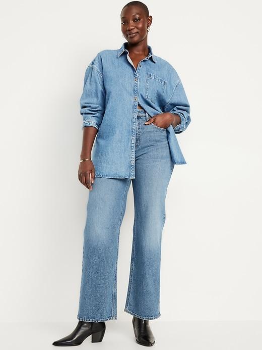 Curvy Extra High-Waisted Sky-Hi Wide-Leg Jeans Product Image