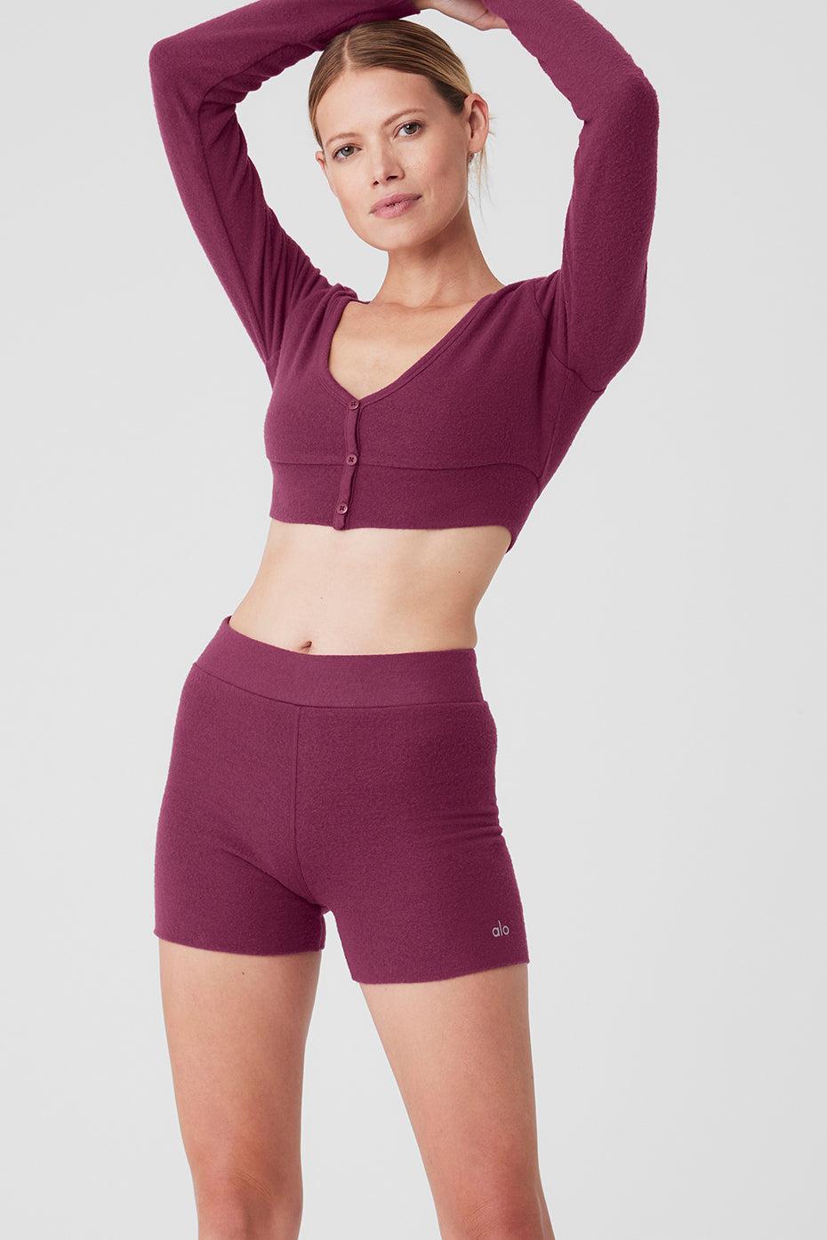 Alolux Cropped Me Time Cardigan - Wild Berry Product Image