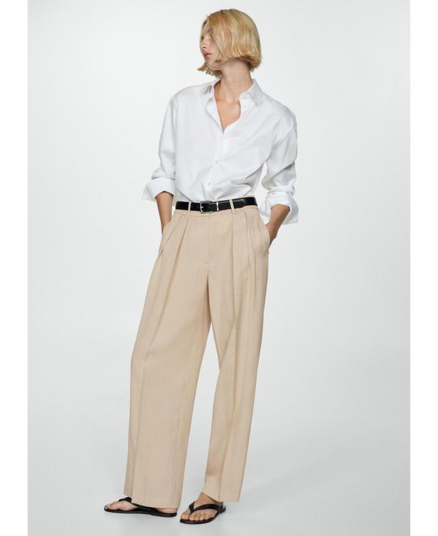 Mango Womens Wideleg Lyocell Pants Product Image