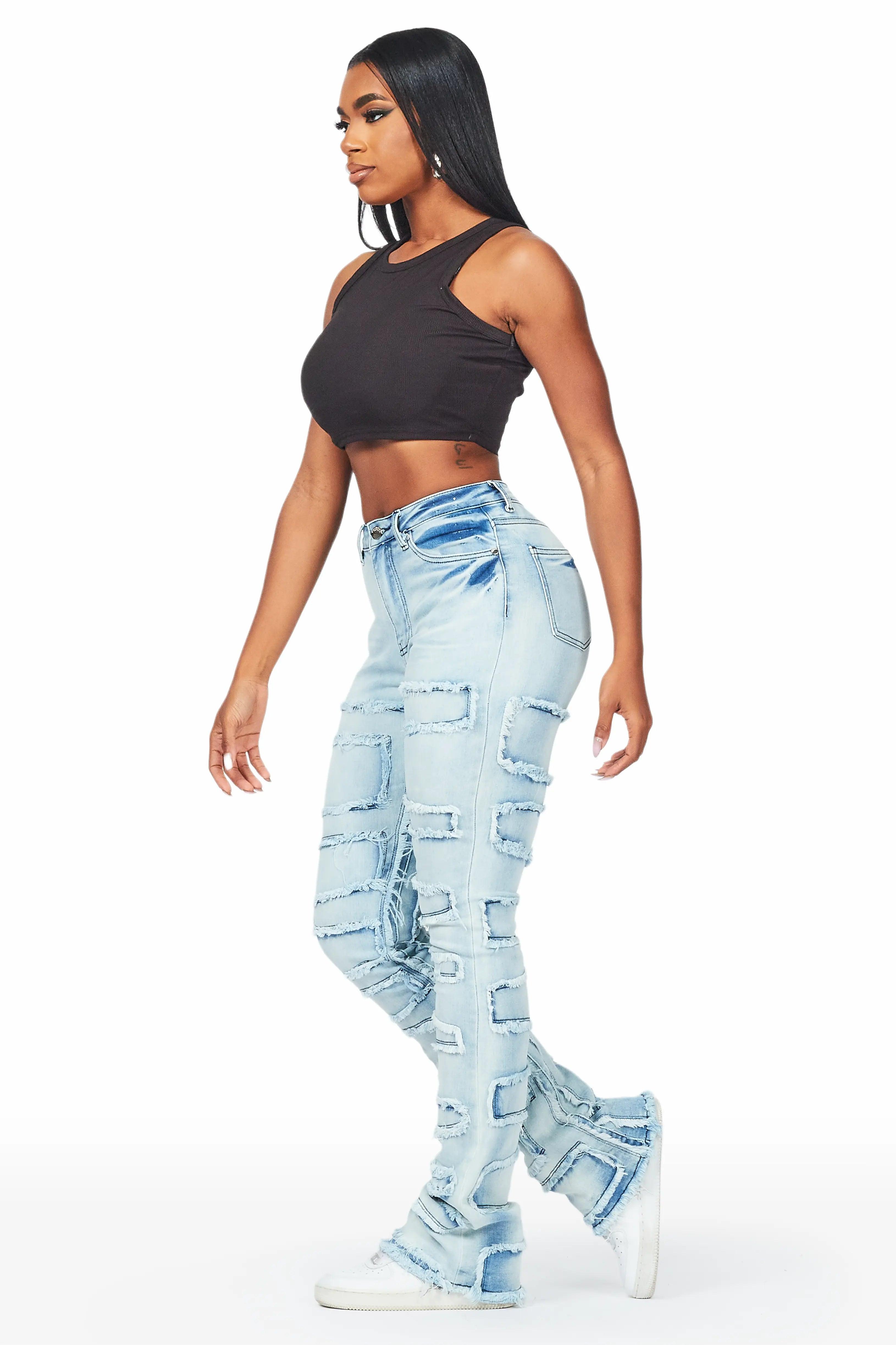 Zariyah Light Wash Stacked Flare Jean Female Product Image