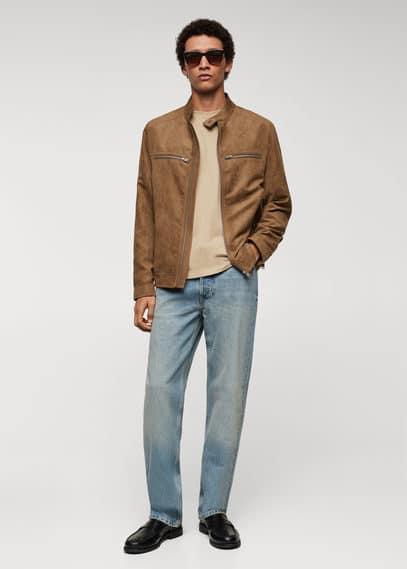 MANGO MAN - Suede-effect jacket with zipper medium brownMen product image