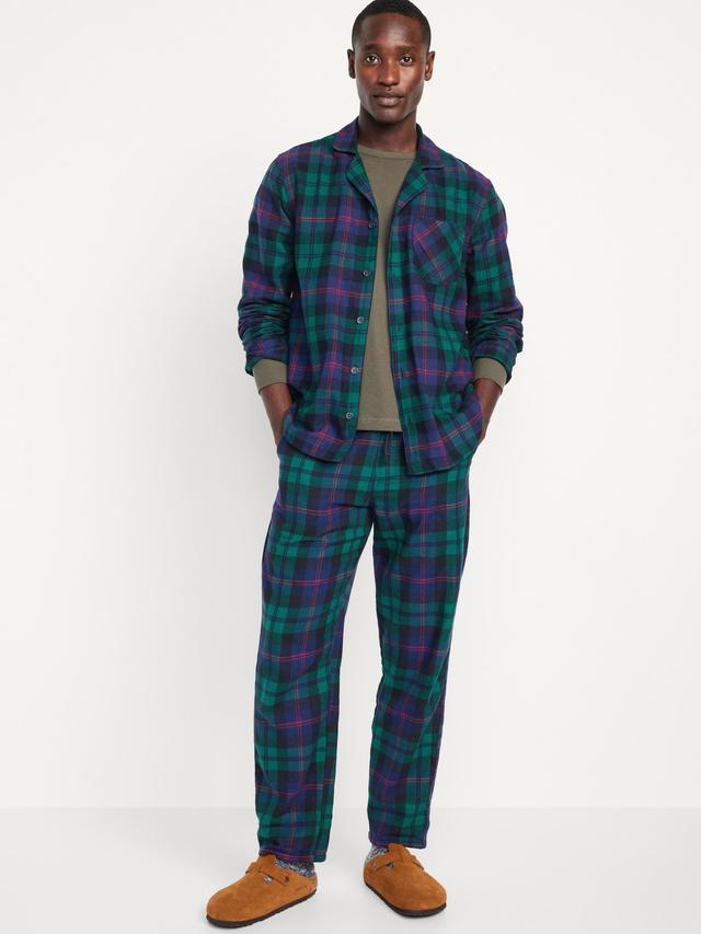 Old Navy Flannel Pajama Set for Men - Green/Blue Plaid - male - Size: XL Product Image