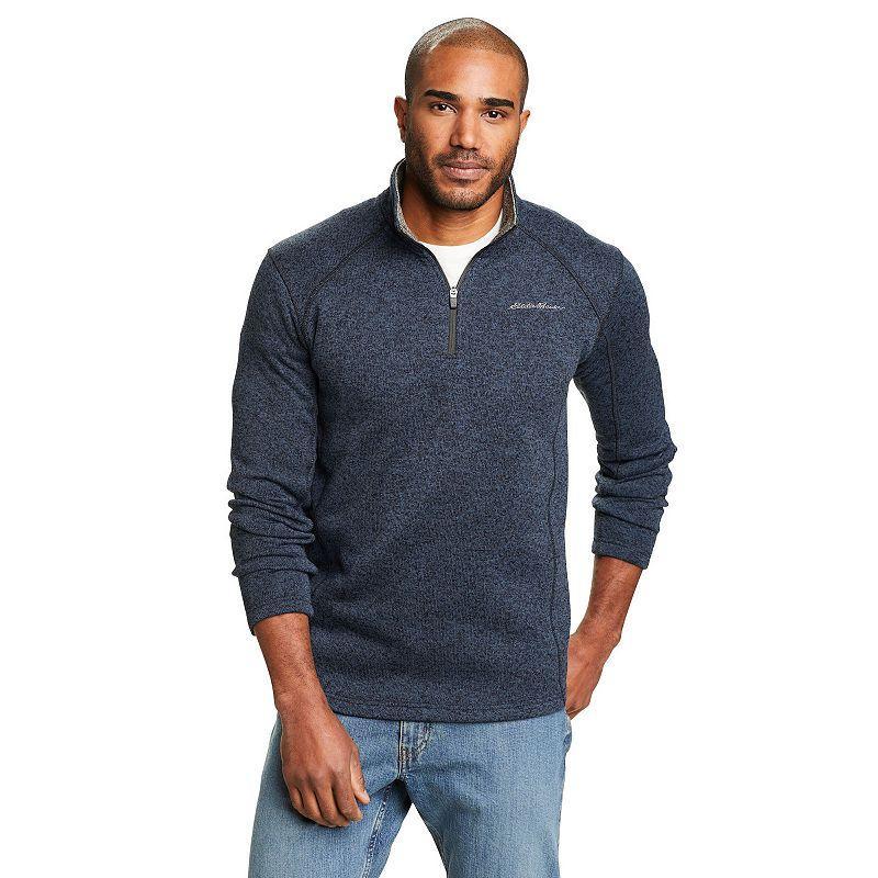 Mens Eddie Bauer Radiator Fleece Quarter Zip Pullover Black Grey Product Image