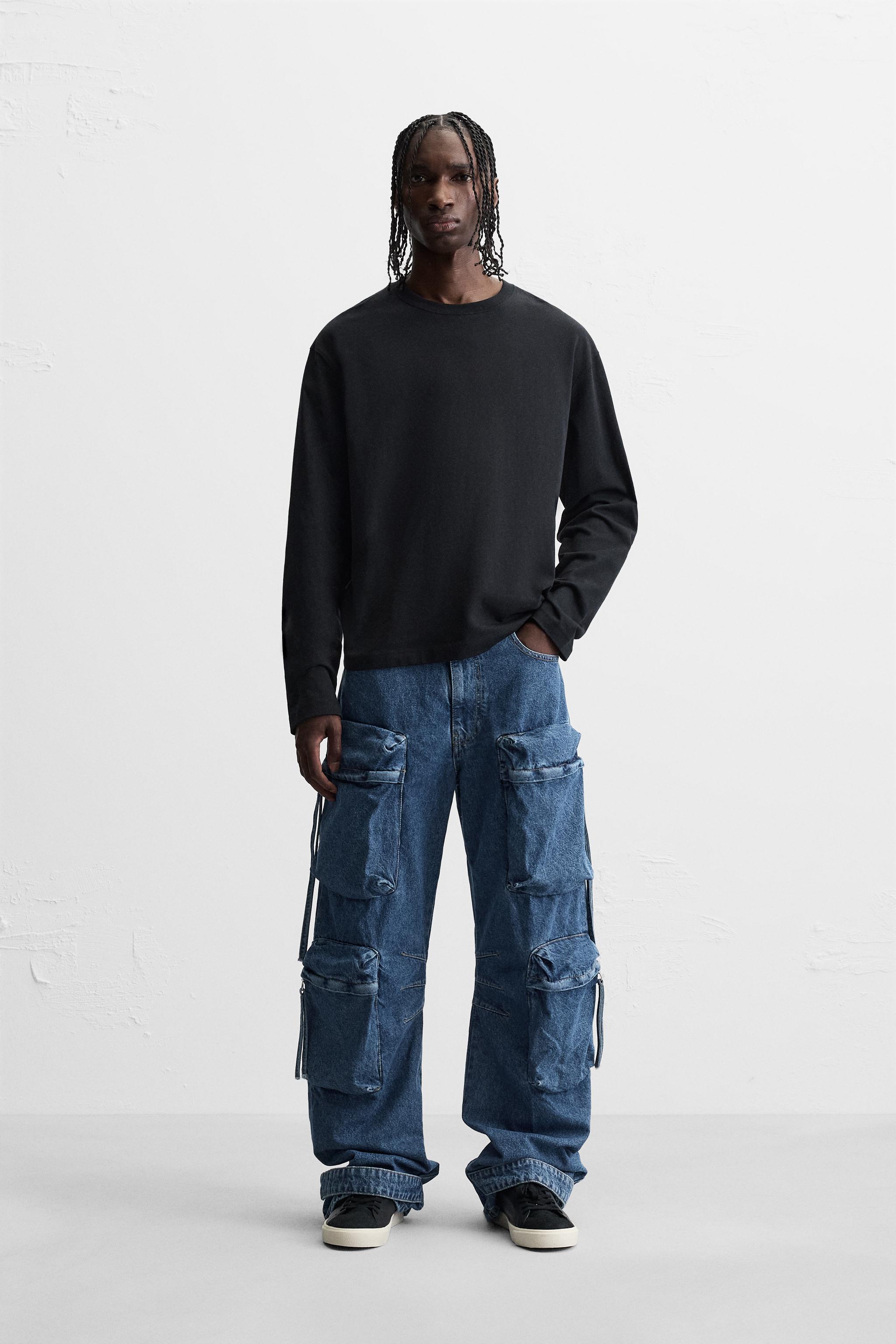 POCKET DENIM CARGO PANTS Product Image