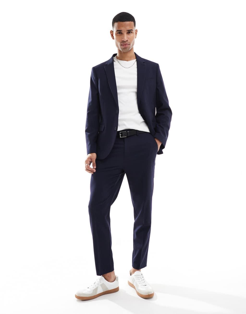 ASOS DESIGN slim suit jacket in navy Product Image