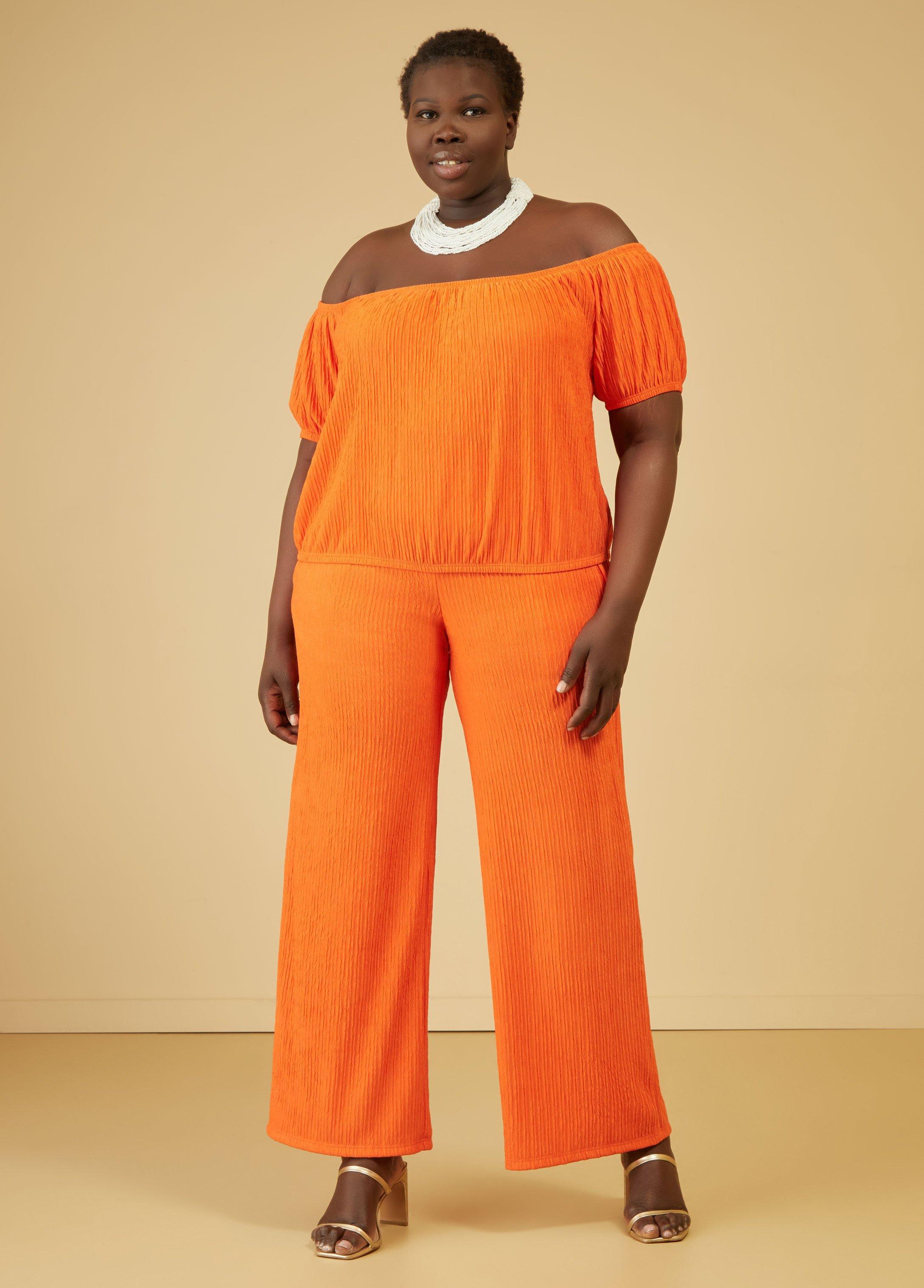 Plus Size Textured Straight Leg Pants Ashley Stewart Product Image