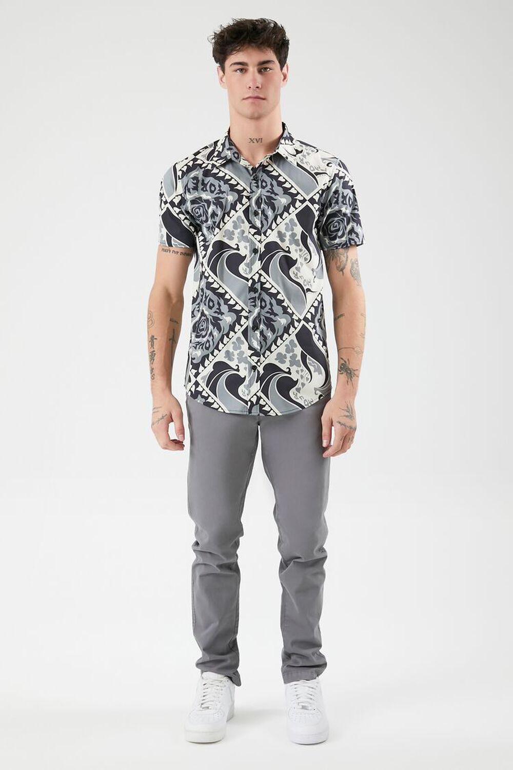 Ornate Print Curved-Hem Shirt | Forever 21 Product Image