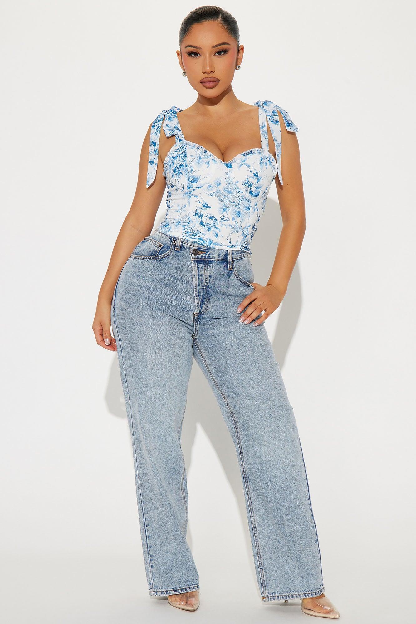 Days With You Floral Top - White/Blue Product Image