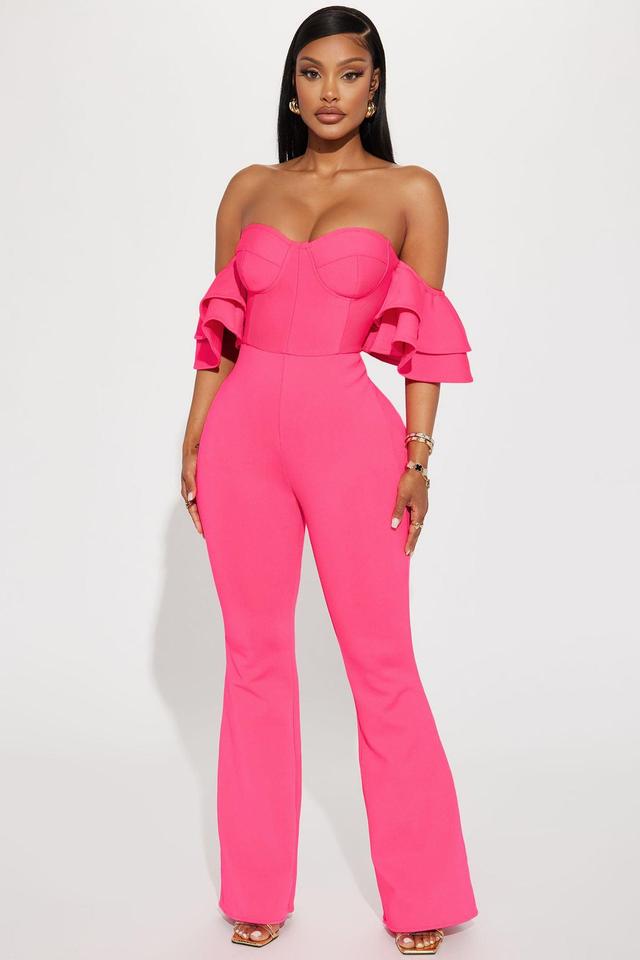 Date Night Lineup Bandage Jumpsuit - Pink Product Image