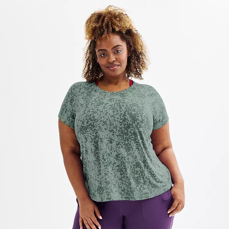 Plus Size Tek Gear Core Raglan Tee, Womens Pink Burnout Product Image