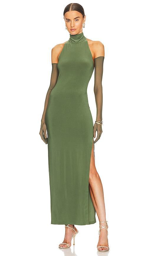 Womens Halter Turtleneck Slit Gown Product Image