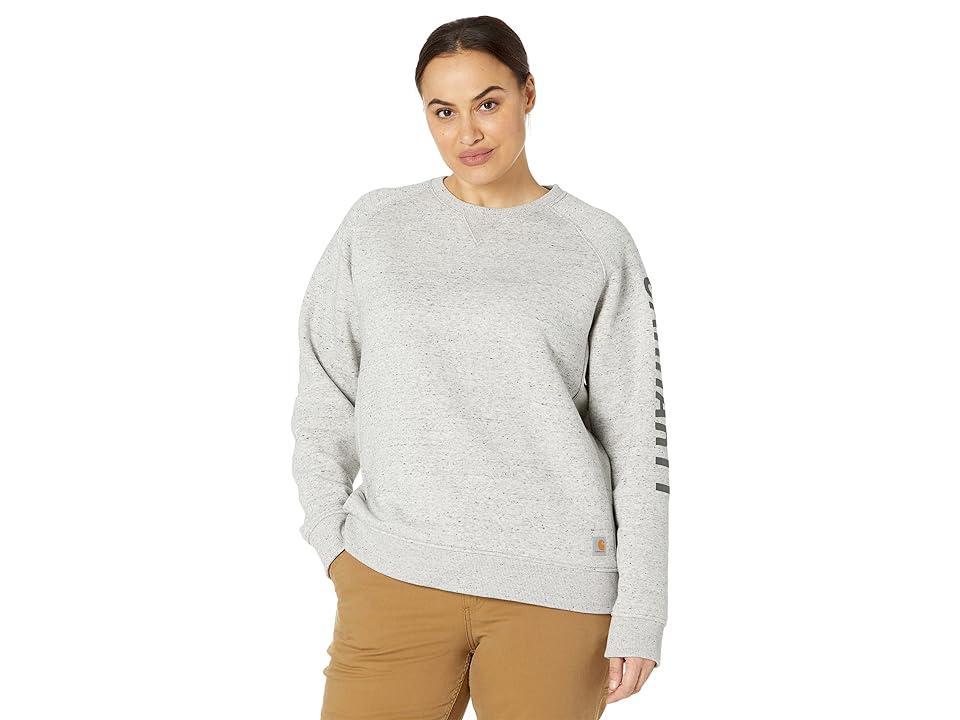 Carhartt Relaxed Fit Midweight Crew Neck Block Logo Sleeve Graphic Sweatshirt (Asphalt Heather Nep) Women's Clothing Product Image