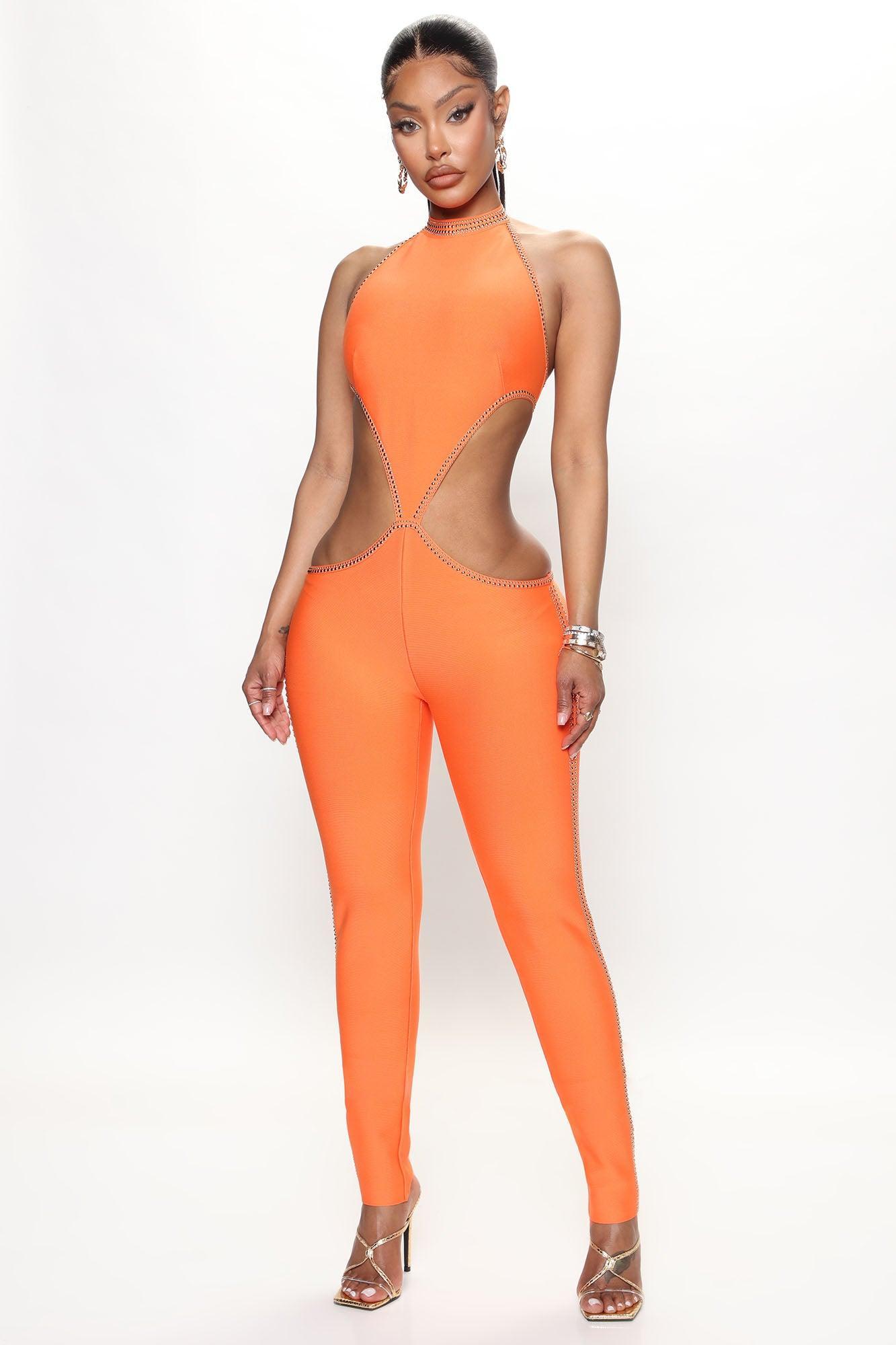 Baddest Bandage Jumpsuit - Orange Product Image