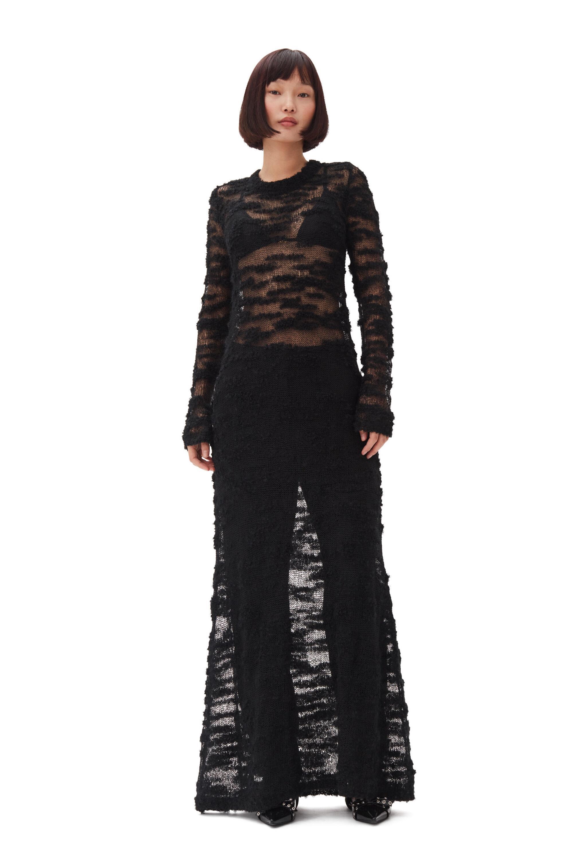 Black Boucle Maxi Dress Product Image