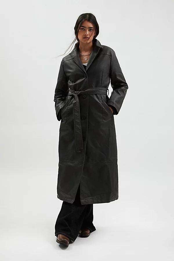 Silence + Noise Luna Faux Leather Trench Coat Jacket Womens at Urban Outfitters product image