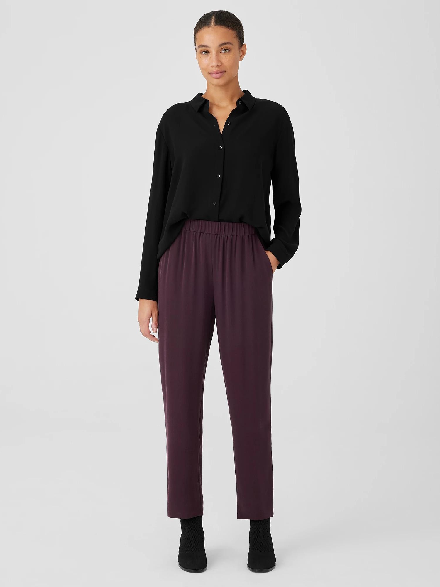 EILEEN FISHER Silk Georgette Crepe Tapered Pantfemale Product Image