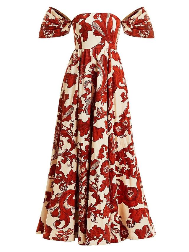 Womens Odette Printed Cap-Sleeve Gown Product Image