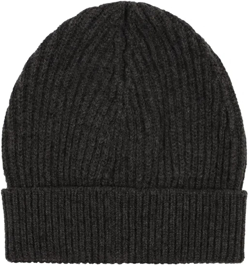 Ribbed Knit Beanie In Grey Product Image