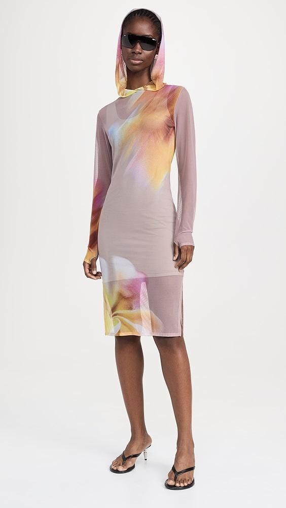 BruceGlen Printed Mesh Midi Dress with Hood | Shopbop Product Image