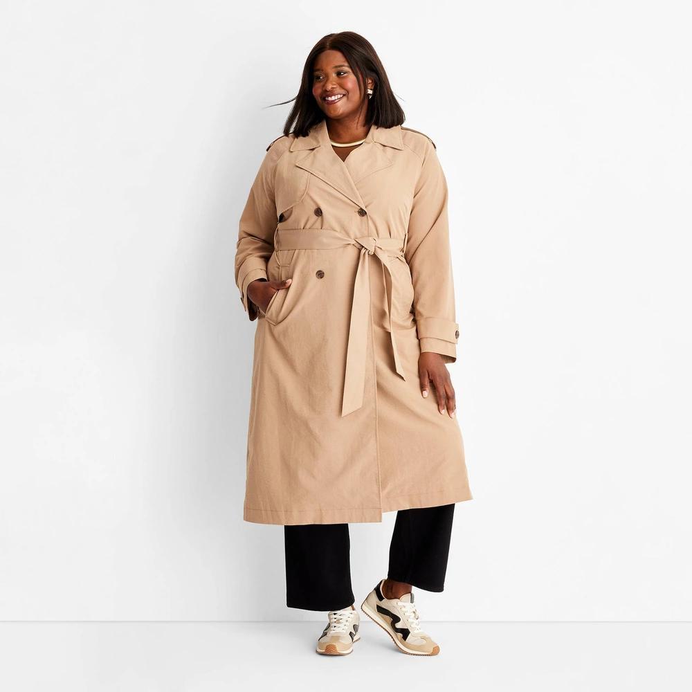 Women's Classic Trench Coat - A New Day™ Tan M Product Image