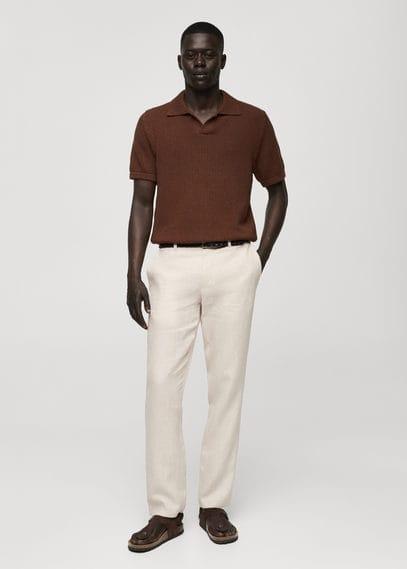 MANGO MAN - Slim-fit 100% linen pants ecruMen Product Image