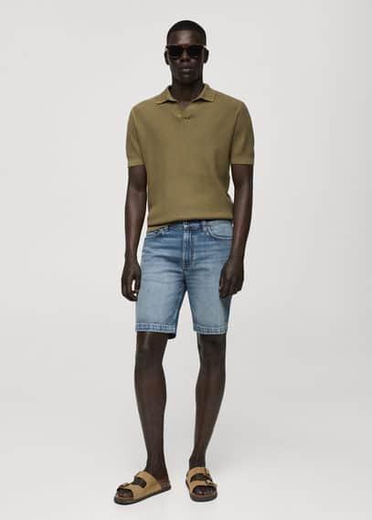 MANGO MAN - Regular-fit denim bermuda shorts dark blueMen Product Image