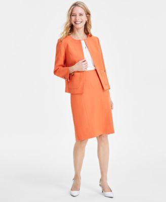 Kasper Womens Textured Open Front Jacket Pencil Skirt product image