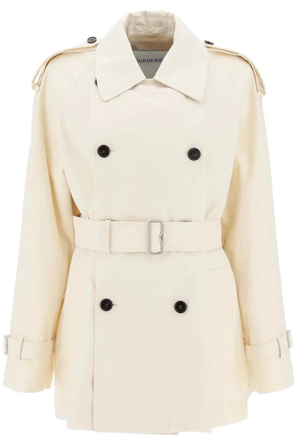 BURBERRY Short Silk Trench Coat In White Product Image