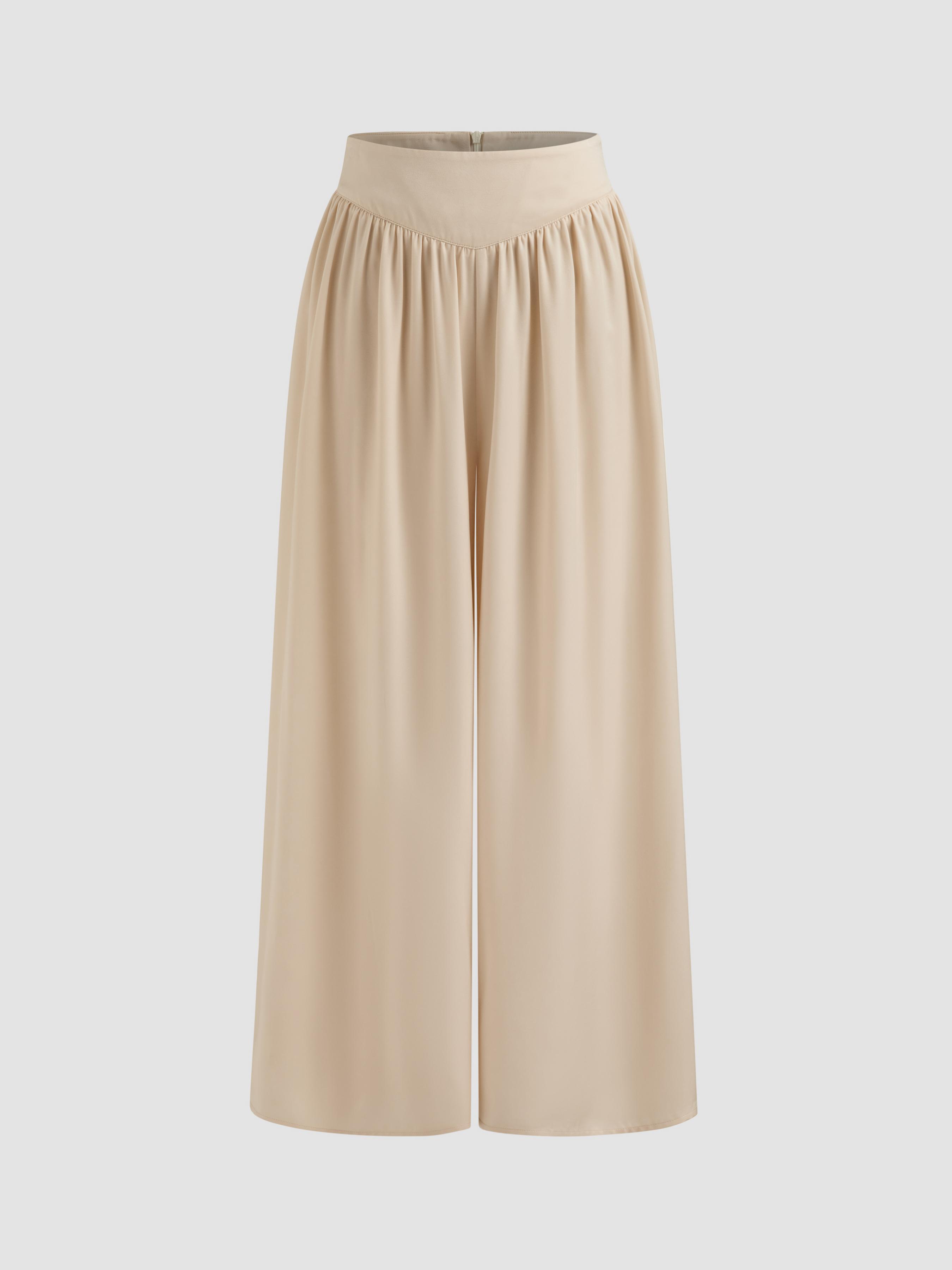 Satin Mid Rise Solid Wide Leg Trousers product image