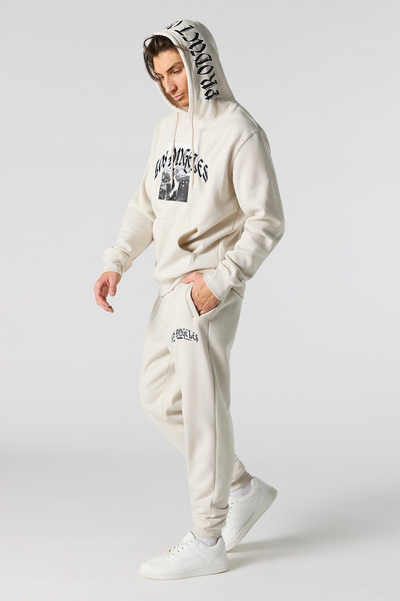 Los Angeles Embroidered Fleece Hoodie Male Product Image