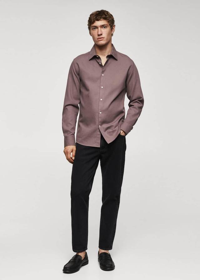 MANGO MAN - Slim-fit cotton structured shirt violetMen Product Image