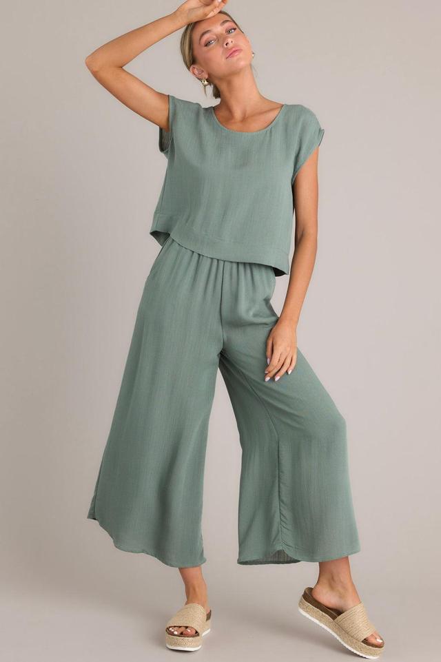 Timeless Threads Sage Green Cropped Pants Product Image